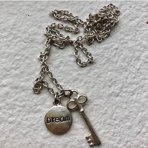 Dream and Key Pendant Necklace Silver